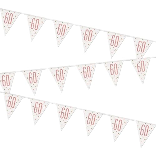 Unique Party 84843 numer 60 w plastikowy proporczyk baner 9′ Pryzmatyczne różowe złoto 1 szt., złoto, wiek Unique Party 84843 numer 60 w plastikowy proporczyk baner 9′ Pryzmatyczne różowe złoto 1 szt., złoto, wiek