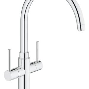 GROHE Ambi Cosmopolitan QuickFix bateria kuchenna z dwoma uchwytami (wysoka wylewka C, regulowany obszar obrotu 0/150/360, ogon 1/5.1 cm, minimalne ciśnienie 0,4 bara), rozmiar 382 mm, chrom, GROHE Ambi Cosmopolitan QuickFix bateria kuchenna z dwoma uchwytami (wysoka wylewka C, regulowany obszar obrotu 0/150/360, ogon 1/5.1 cm, minimalne ciśnienie 0,4 bara), rozmiar 382 mm, chrom,