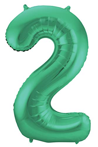 Balon foliowy, cyfra 2, 86 cm, zielony - obrazek 1