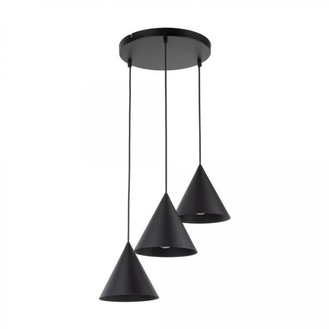 Lampa wisząca na okrągłej rozecie z trzema kloszami CONO E27 kolor czarny 10067 TK Lighting - obrazek 1