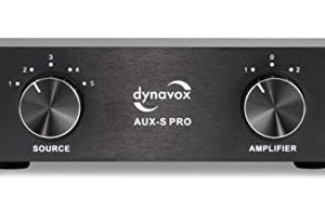 Dynavox AUX S PRO, przełącznik rozszerzenia wejścia z 5 wejściami cinch, złącza do dwóch wzmacniaczy stereo i surround, czarny Dynavox AUX S PRO, przełącznik rozszerzenia wejścia z 5 wejściami cinch, złącza do dwóch wzmacniaczy stereo i surround, czarny