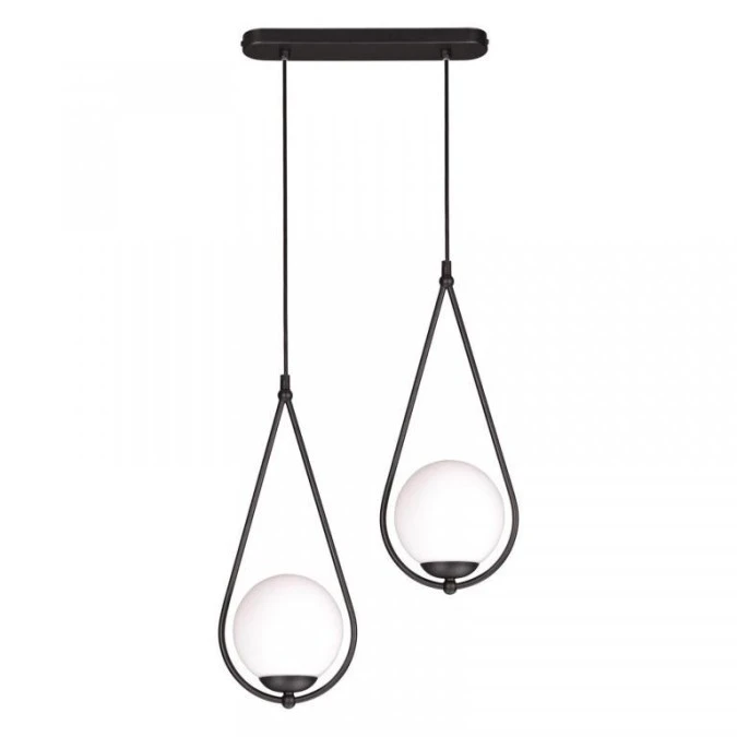Lampa wisząca NEVE BLACK z szklanymi białymi kulami kloszami K‑4771 Kaja Lighting - obrazek 1