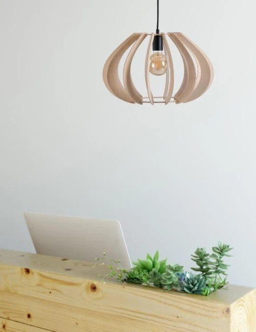Lampa wisząca nowoczesna drewno 1xE27 NORA NATURAL - obrazek 2