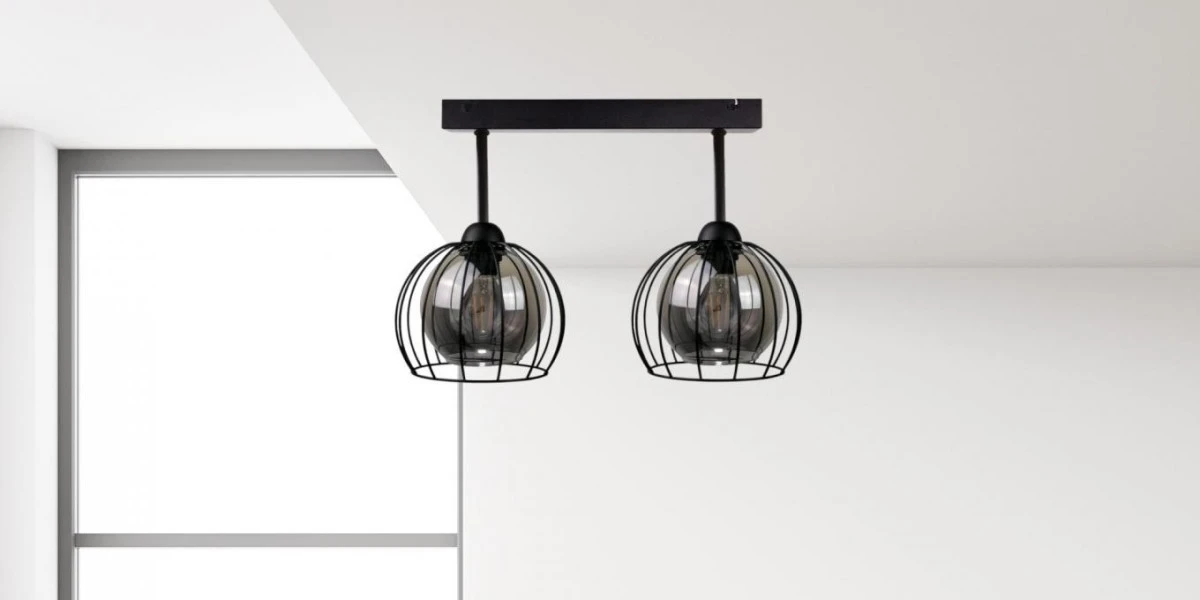 Lampa sufitowa nowoczesna loftowa 2xE27 SOLO BLACK - obrazek 2