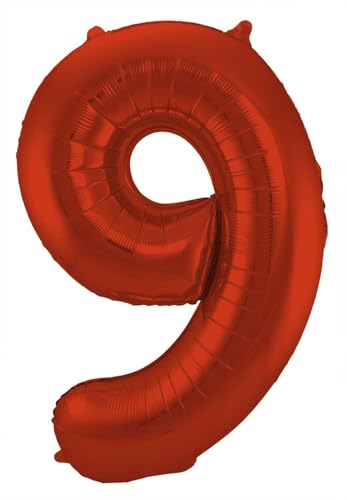Folat Balon foliowy Cyfra 9 Czerwony Metaliczne Mat 86 cm Folat Balon foliowy Cyfra 9 Czerwony Metaliczne Mat 86 cm
