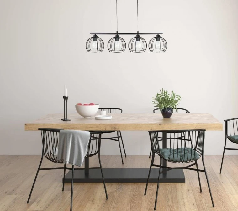 Lampa wisząca nowoczesna 4xE27 BACCA BLACK LONG - obrazek 2