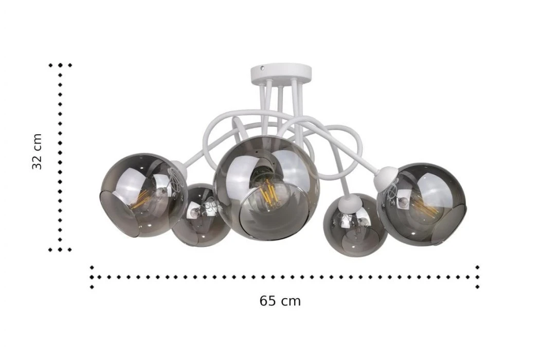 Lampa sufitowa nowoczesna 5xE27 RING WHITE - obrazek 3
