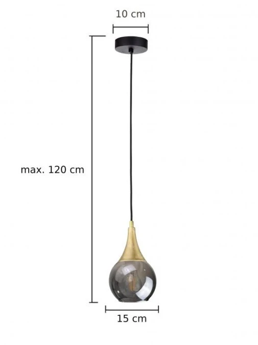 Lampa wisząca nowoczesna 1xE27 LACRIMA SMOKY/GOLD - obrazek 3