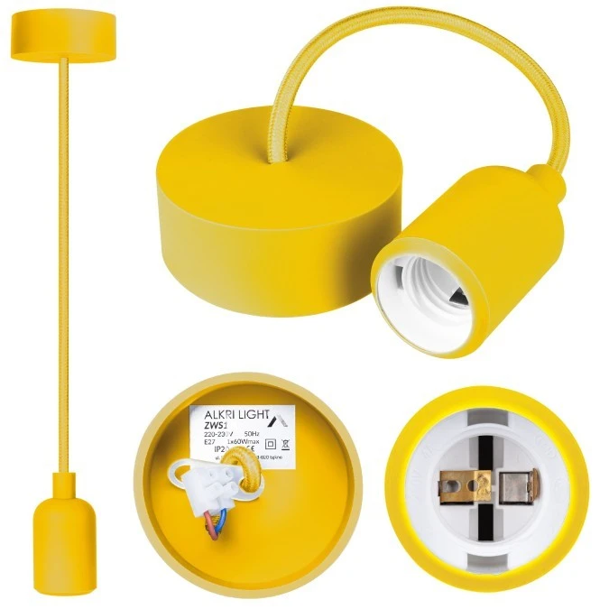 Lampa wisząca zwis sufitowy E27 silikonowa żółta - obrazek 1