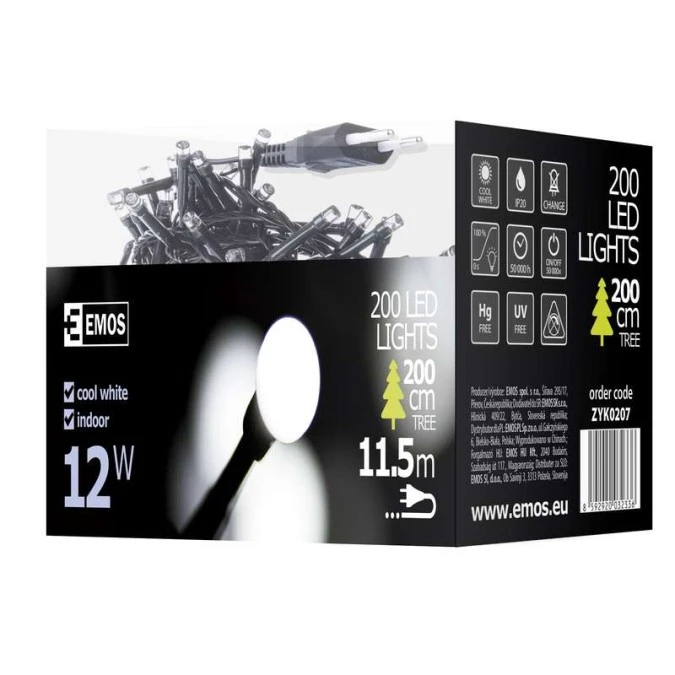 Lampki choinkowe kulki XMAS ZYK 12W 200LED 10m IP20 zimny biały D5GC03 - obrazek 2