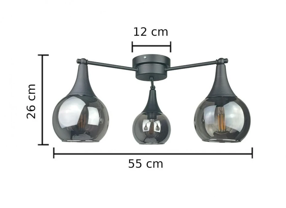 Lampa sufitowa 3xE27 STAR SMOKY BLACK - obrazek 3