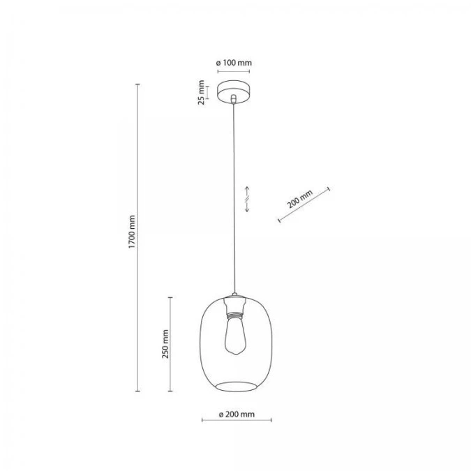 Lampa wisząca szklana z grafitowym kloszem ELIO 1xE27 5971 TK Lighting - obrazek 3