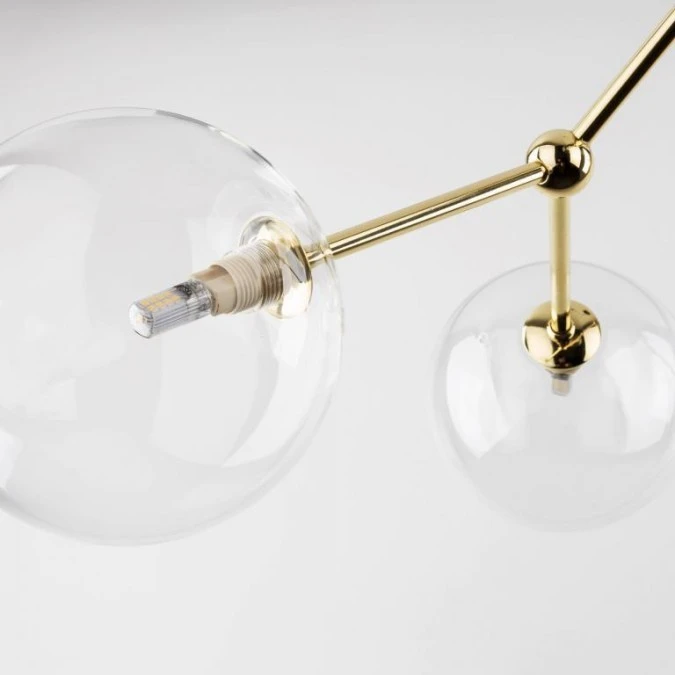 Lampa sufitowa z 6 okrągłymi kloszami z transparentnego szkła i złotymi dodatkami FAIRY 10071 TK Lighting - obrazek 3