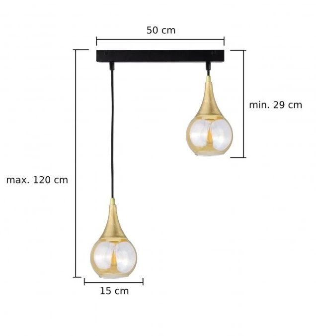 Lampa wisząca nowoczesna 2xE27 LACRIMA HONEY/GOLD - obrazek 3