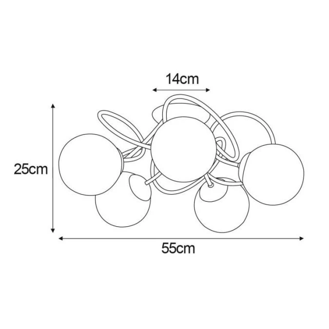 Lampa sufitowa FLORO czarna, szklane bursztynowe klosze Ø14 cm na E14 K‑5127 Kaja Lighting - obrazek 3
