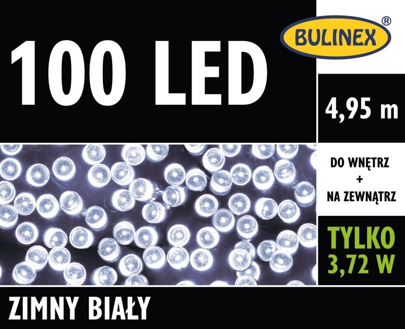 Lampki Bulinex 100led białe zimne 4.95m sznur - obrazek 1