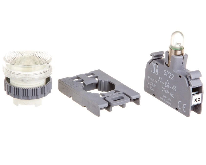 Lampka sygnalizacyjna 22mm biała 230V AC SP22‑LB‑230‑LEDAC - obrazek 2