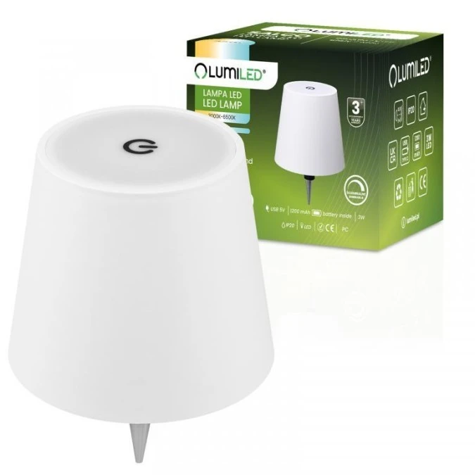 Lampka Biurkowa Stołowa Nocna Korek do Butelki Wina USB CCT 3 Barwy SALCO Biała LUMILED - obrazek 2