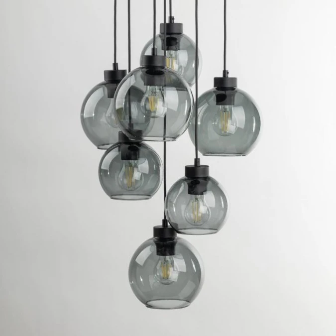 Lampa wisząca CUBUS z grafitowymi zwisającymi szklanymi kloszami na rozecie do salonu 10207 TK Lighting - obrazek 3