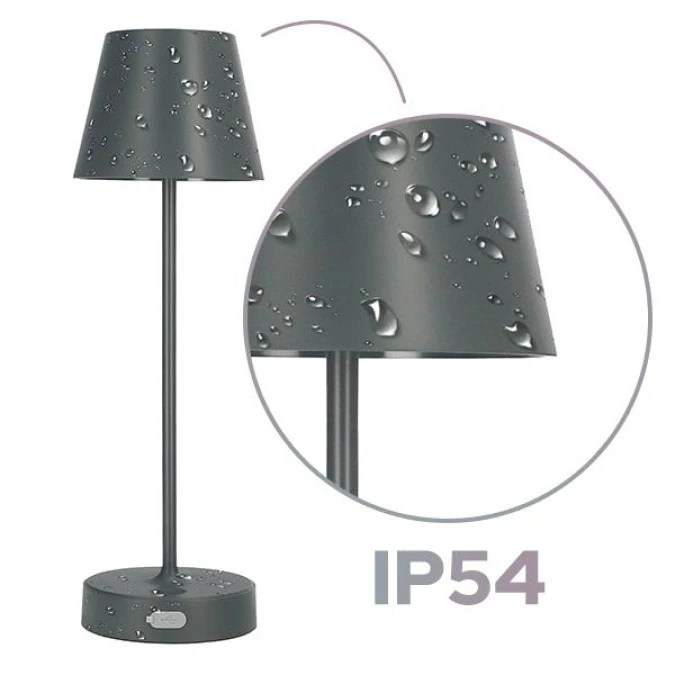 Lampka stołowa NELI 2,7W LED szara, z akumulatorem 2200mAh, IP54, RGB, 200lm, 33cm, EDO777720 EDO Solutions - obrazek 2