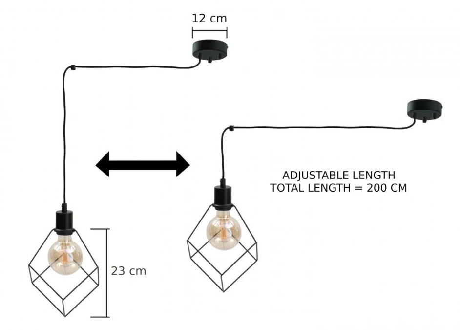 Lampa wisząca loftowa 5xE27 RUBEN BLACK - obrazek 2