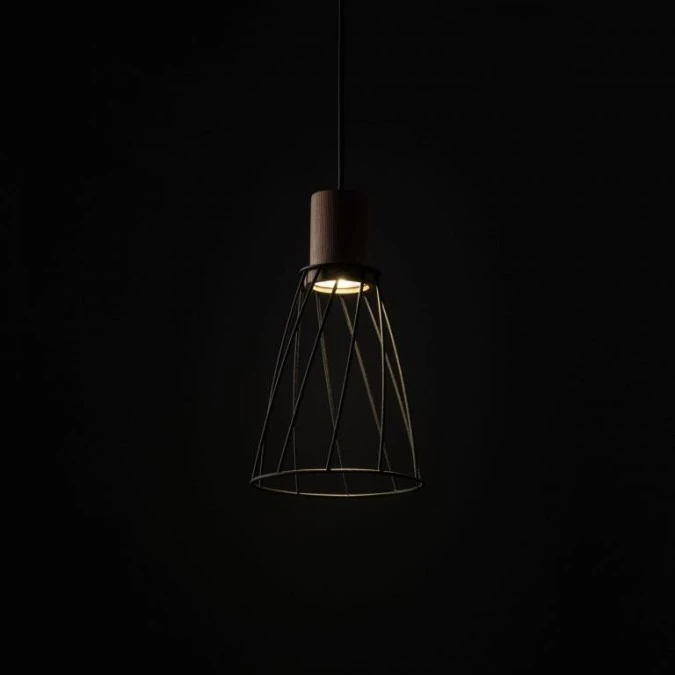 Lampa wisząca pojedyncza MODESTO WOOD SOSNA z drucianym czarnym kloszem na GU10 10155 TK Lighting - obrazek 2