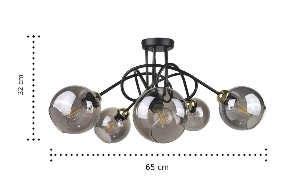 Lampa sufitowa nowoczesna 5xE27 RING BLACK/GOLD - obrazek 3