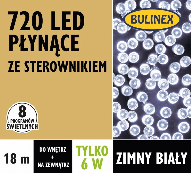 Lampki Bulinex 720led białe zimne 18,00m płynące sznur - obrazek 1