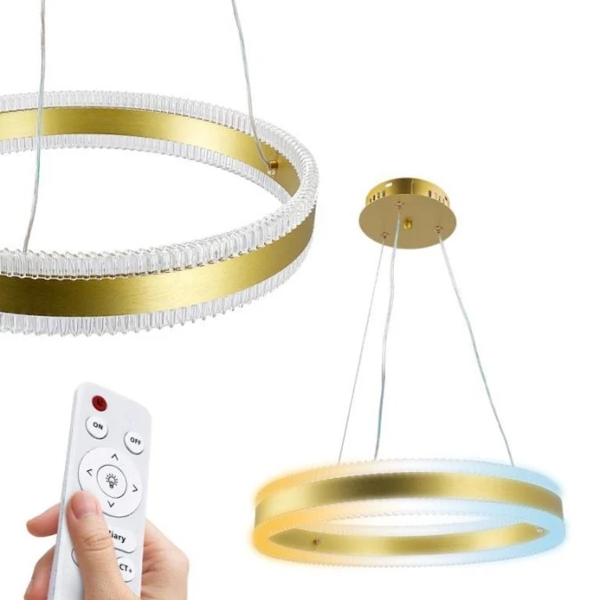 Lampa wisząca LED, 70W, 4900lm, 3CCT, IP20, złota, z pilotem, ściemnialna, SAMIRA HOROZ - obrazek 1