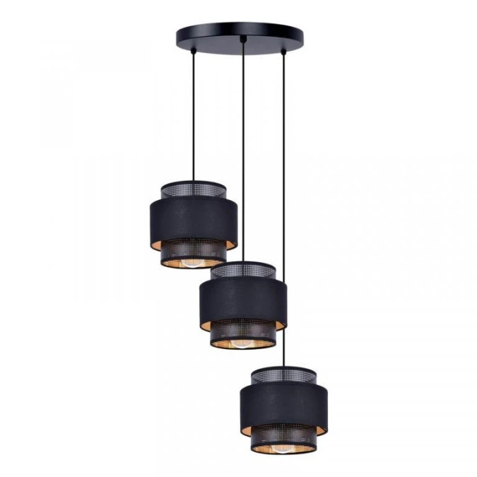 Lampa wisząca AMOS, czarno złote podwójne abażury na gwint E27 K‑5282 Kaja Lighting - obrazek 1