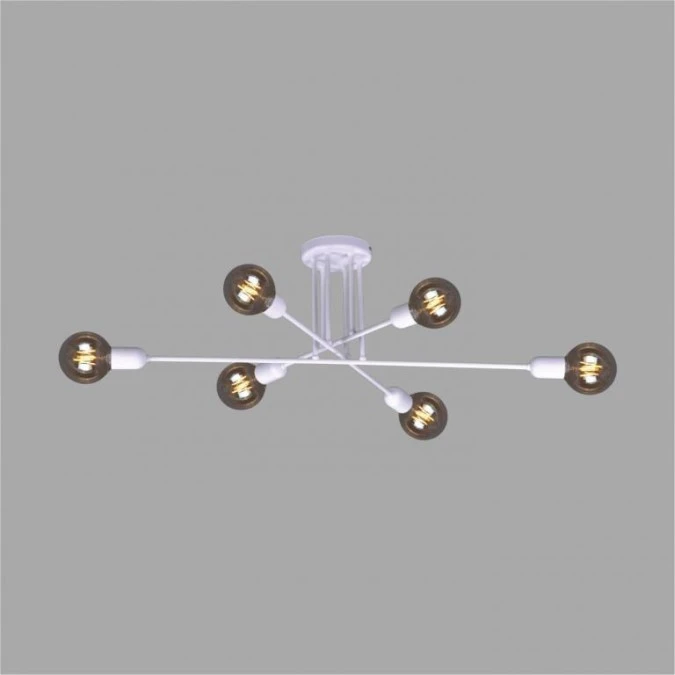 Lampa sufitowa SITYA WHITE, sześcioramienna z odsłoniętymi żarówkami E27, biała K‑4393 Kaja Lighting - obrazek 1
