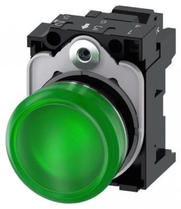 Lampka sygnalizacyjna kompletna 22mm zielona LED 24V AC‑DC metal przył sprężynowe SIRIUS ACT 3SU1152‑6AA40‑3AA0 - obrazek 1