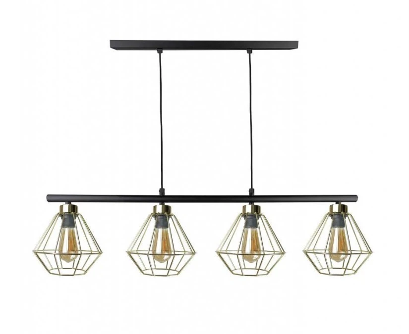 Lampa wisząca nowoczesna 4xE27 FEBRIS BLACK/GOLD LONG - obrazek 1