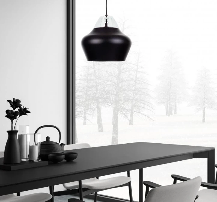 Lampa wisząca nowoczesna 1xE27 NEGRO WOOD WHITE/BLACK - obrazek 2