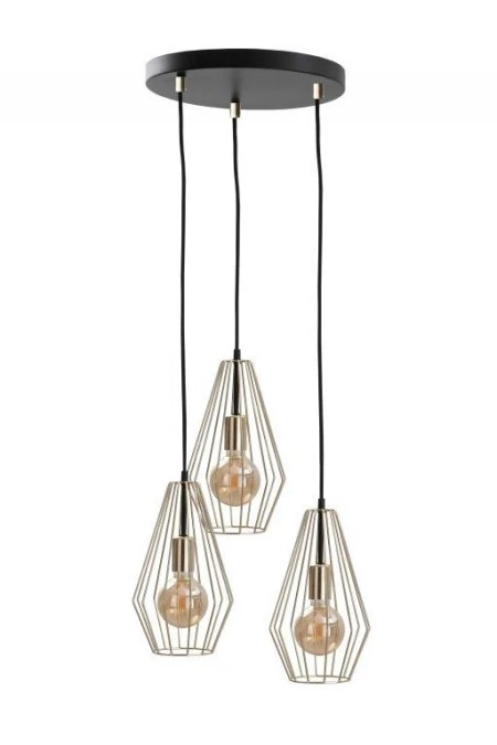 Lampa wisząca loftowa 3x E27 GEO GOLD - obrazek 1
