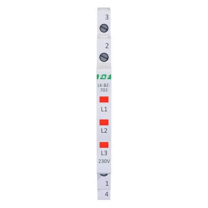 Lampka modułowa 3‑fazowa z zabezpieczeniem czerwona 1/3S LED 230V LK‑BZ‑703R - obrazek 2