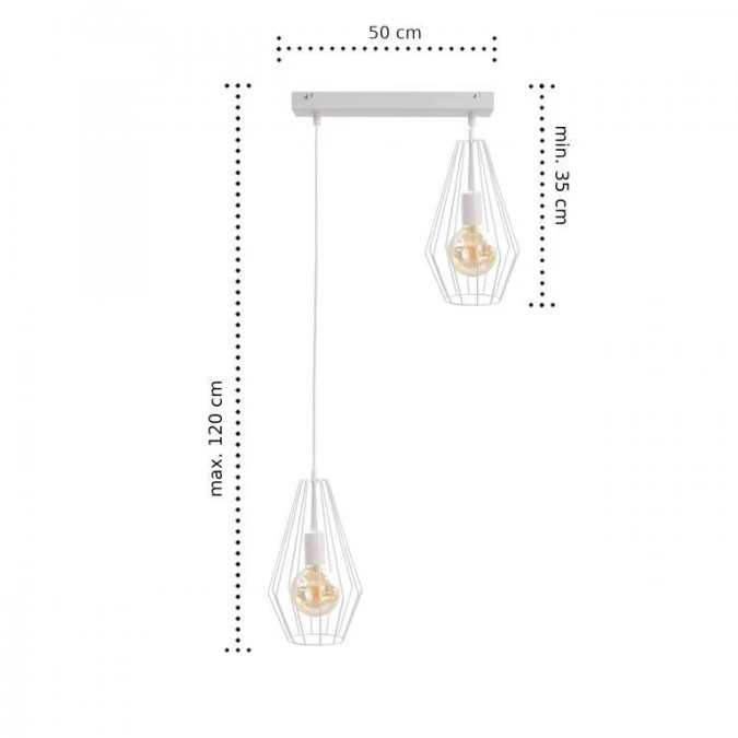Lampa wisząca loftowa 2xE27 LEX WHITE - obrazek 2
