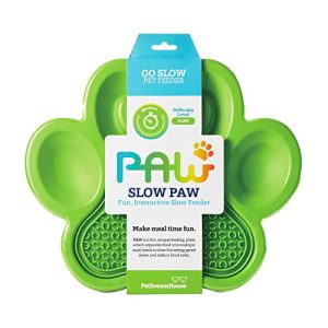 PetDreamHouse Łapa 2 w 1 miska do powolnego karmienia psa i zdejmowane maty lizania dla psów, szczeniąt lub kotów, talerz, kontrola smakołyków, szybkie jedzenie, przeciw wzdęciom, zielona