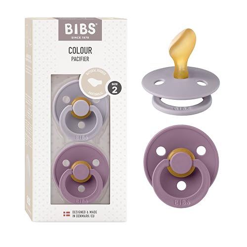 Smoczek BIBS z serii Colour, 2 pak, nie zawiera BPA, Anatomiczny kształt gumowej główki. Lateks kauczuku naturalnego, Wyprodukowano w Danii/EU. Rozmiar (6 18 miesięcy), Fossil Grey/Mauve