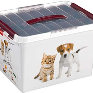 Sunware Q-Line Pojemnik Na Akcesoria Dla Zwierząt Z Wkładem 22 L, 40x30x26 Cm, Biały/Bordowy, Organizer Sunware Q-Line Pojemnik Na Akcesoria Dla Zwierząt Z Wkładem 22 L, 40x30x26 Cm, Biały/Bordowy, Organizer
