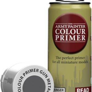 The Army Painter Colour Primer Gun Metal, 400 mL akrylowy spray podkładowy, farba w sprayu do grundowania figurek, modelowania figurek gier fabularnych, planszowych i bitewnych The Army Painter Colour Primer Gun Metal, 400 mL akrylowy spray podkładowy, farba w sprayu do grundowania figurek, modelowania figurek gier fabularnych, planszowych i bitewnych