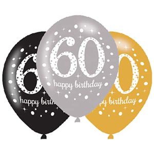 Balony metalizowane, 60. Urodziny, Happy Birthday, 6 sztuk Balony metalizowane, 60. Urodziny, Happy Birthday, 6 sztuk