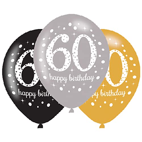 Balony metalizowane, 60. Urodziny, Happy Birthday, 6 sztuk Balony metalizowane, 60. Urodziny, Happy Birthday, 6 sztuk