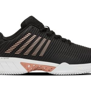 K-Swiss Damskie buty sportowe Hypercourt Express 2, czarne/białe/różowe złoto, 42 EU, Czarny, biały, różowe EU