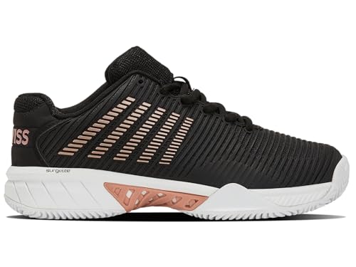 K-Swiss Damskie buty sportowe Hypercourt Express 2, czarne/białe/różowe złoto, 42 EU, Czarny, biały, różowe EU