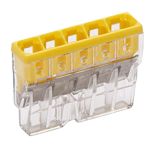 Kopp 33346412 Wago Compact zacisk przyłączeniowy 5 przewodowy żółty 0,5 2,5 mm² zawartość 10 sztuk, przezroczysty/żółty