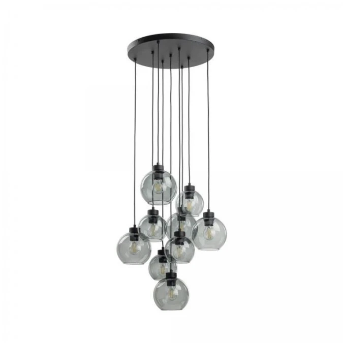 Lampa wisząca CUBUS grafit, okrągła rozeta z dziewięcioma szklanymi kloszami 10208 TK Lighting - obrazek 1