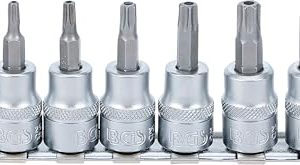 BGS 9341 Zestaw nasadek do bitów 10 mm (3/8″) profil T (do Torx) z otworem T15 T50 7 szt. BGS 9341 Zestaw nasadek do bitów 10 mm (3/8″) profil T (do Torx) z otworem T15 T50 7 szt.