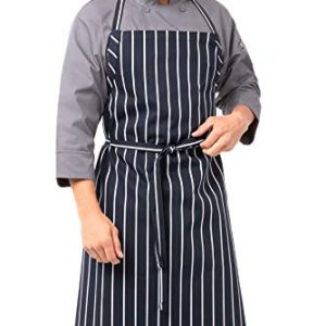 Chef Works Męski fartuch do gotowania, granatowy z białymi paskami, rozmiar uniwersalny, paskami., jeden Chef Works Męski fartuch do gotowania, granatowy z białymi paskami, rozmiar uniwersalny, paskami., jeden
