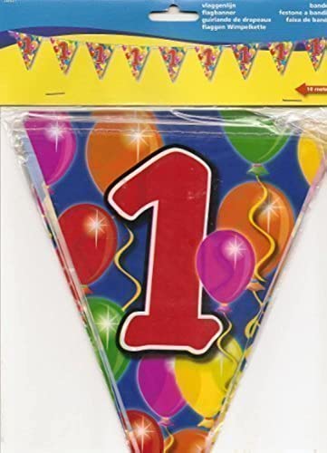Baner flagi, 1. Urodziny Balony, czerwono żółty, 1000 cm